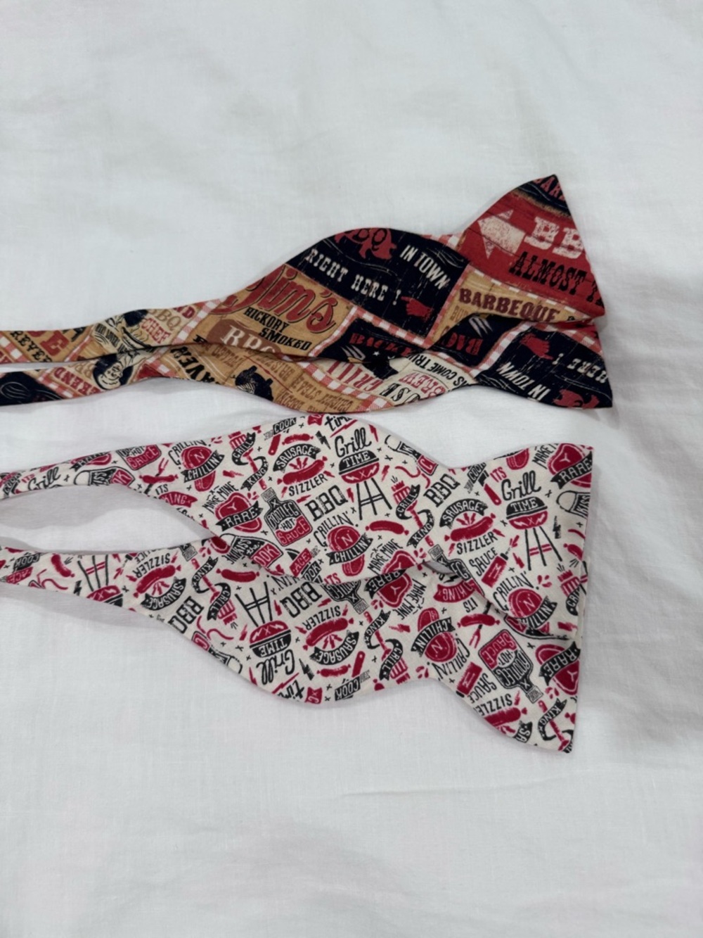 Double BBQ Print Bow Ties - Red, Black, Tan